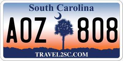 SC license plate AOZ808