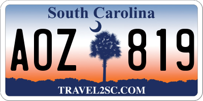 SC license plate AOZ819