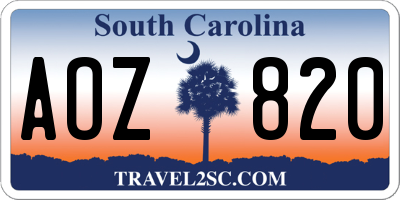 SC license plate AOZ820
