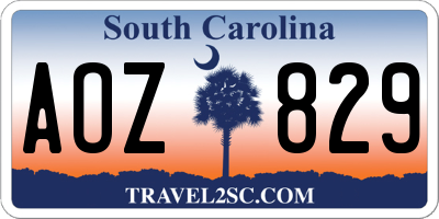 SC license plate AOZ829