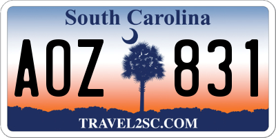 SC license plate AOZ831