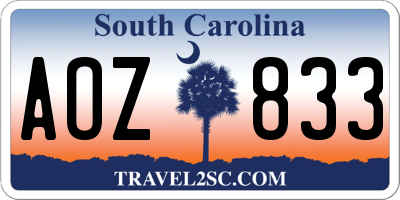 SC license plate AOZ833