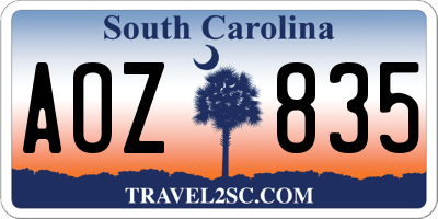SC license plate AOZ835