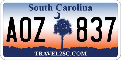 SC license plate AOZ837