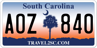 SC license plate AOZ840