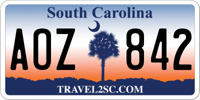 SC license plate AOZ842