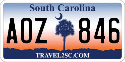 SC license plate AOZ846