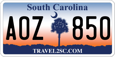 SC license plate AOZ850