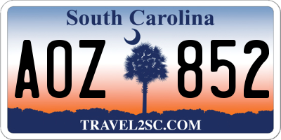 SC license plate AOZ852