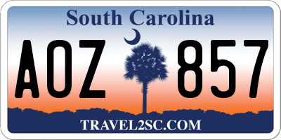 SC license plate AOZ857