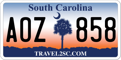 SC license plate AOZ858