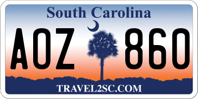 SC license plate AOZ860