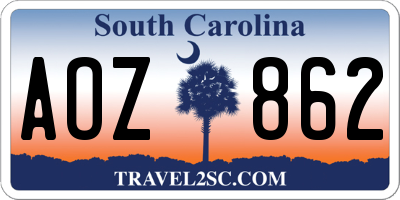SC license plate AOZ862