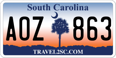 SC license plate AOZ863