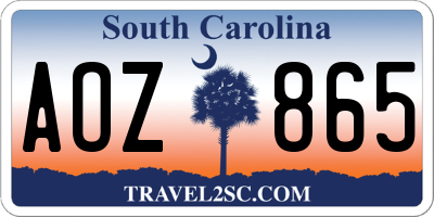 SC license plate AOZ865