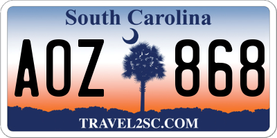 SC license plate AOZ868