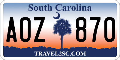 SC license plate AOZ870