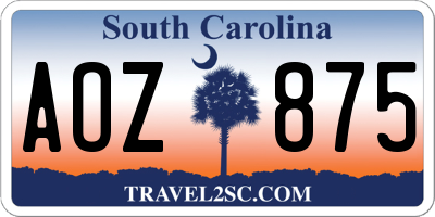 SC license plate AOZ875