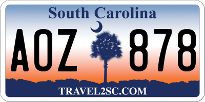 SC license plate AOZ878
