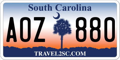SC license plate AOZ880