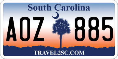 SC license plate AOZ885