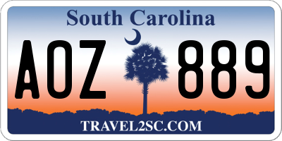 SC license plate AOZ889