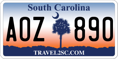 SC license plate AOZ890