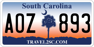 SC license plate AOZ893