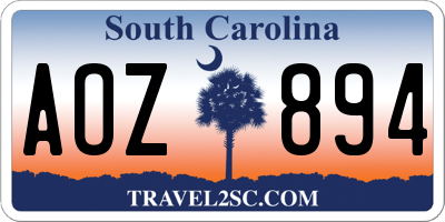 SC license plate AOZ894