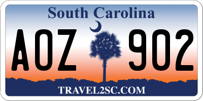 SC license plate AOZ902