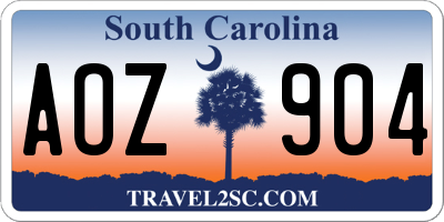 SC license plate AOZ904