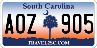 SC license plate AOZ905