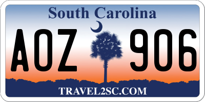 SC license plate AOZ906