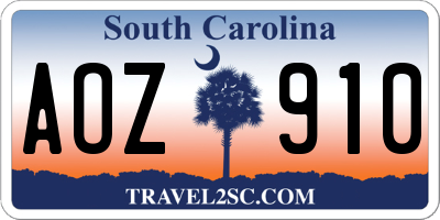 SC license plate AOZ910