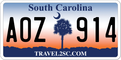 SC license plate AOZ914
