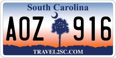 SC license plate AOZ916