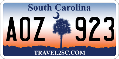 SC license plate AOZ923