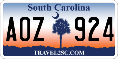 SC license plate AOZ924