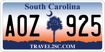 SC license plate AOZ925