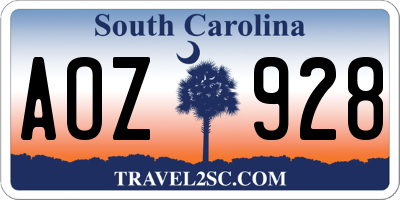 SC license plate AOZ928