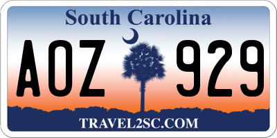 SC license plate AOZ929