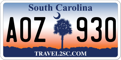 SC license plate AOZ930