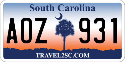 SC license plate AOZ931