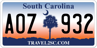 SC license plate AOZ932