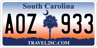 SC license plate AOZ933