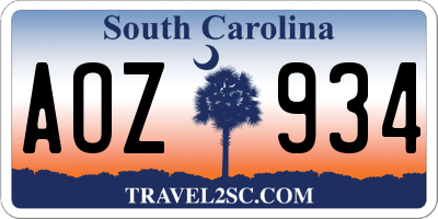 SC license plate AOZ934