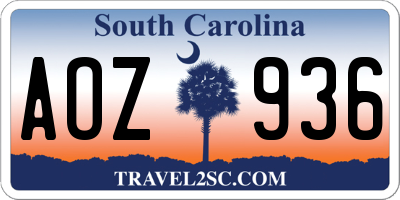 SC license plate AOZ936
