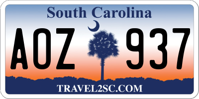 SC license plate AOZ937