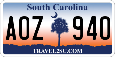 SC license plate AOZ940