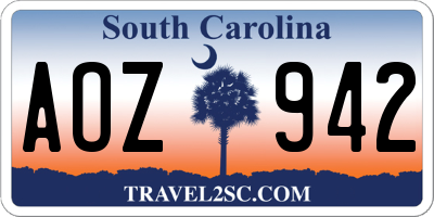 SC license plate AOZ942